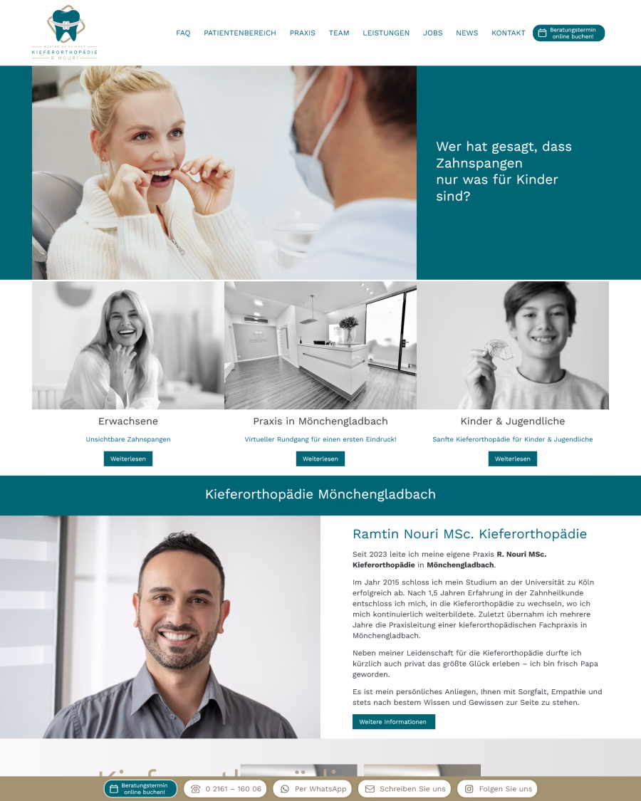 Startseite der KFO Nouri Flexline Website