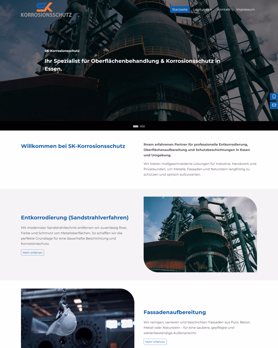 Startseite der SK-Korrosionsschutz Flexline Website