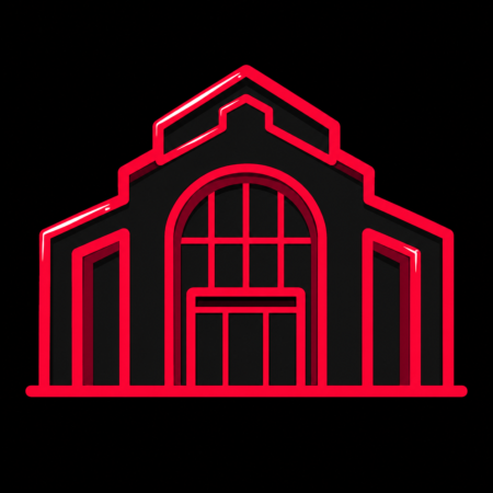Neon-Icon der Halle 32 auf dem Steinmüller-Gelände als lokales Motiv für Firmenwebsites in Gummersbach