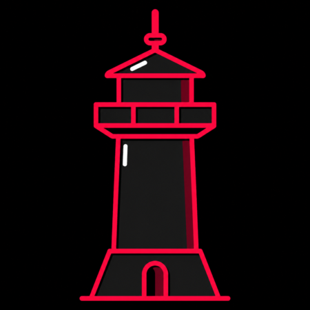 Neon-Stadt-Icon des Engelbergturms für Firmenwebsites in Leonberg