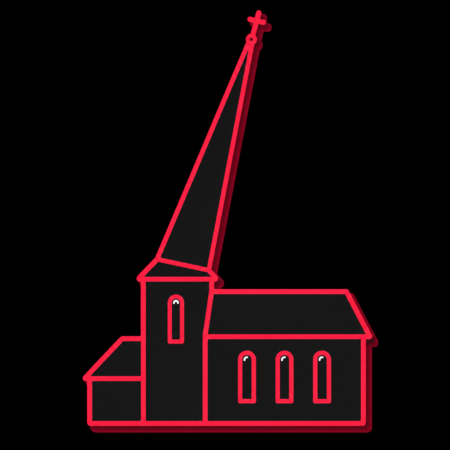 Icon für Firmenwebsites in Schwerte mit abstrahierter St.-Viktor-Kirche und schiefem Turmhelm als Stadtmotiv