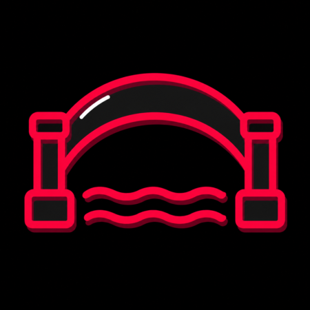 Firmenwebsites in Aue – stilisiertes Stadt-Icon mit markanter Bogenbrücke über dem Wasser
