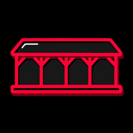 Firmenwebsites in Bad Dürrenberg – minimalistisches Neon-Icon des Gradierwerks von Bad Dürrenberg auf schwarzem Hintergrund