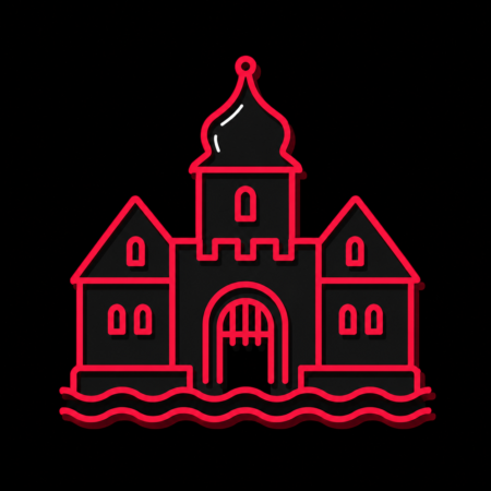 Firmenwebsites in Bad Vilbel – stilisiertes Stadt-Icon der Wasserburg mit Burgtor, Turm und Wasserlinie