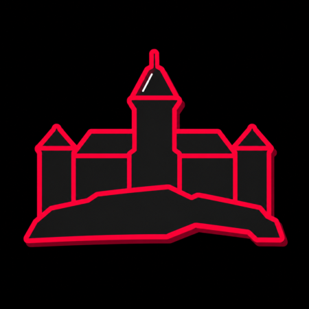 Firmenwebsites in Blankenburg (Harz) – minimalistisches Stadt-Icon mit Schlossmotiv im Neonstil