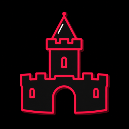 Neon-Stadt-Icon der Burg Hayn für Firmenwebsites in Dreieich