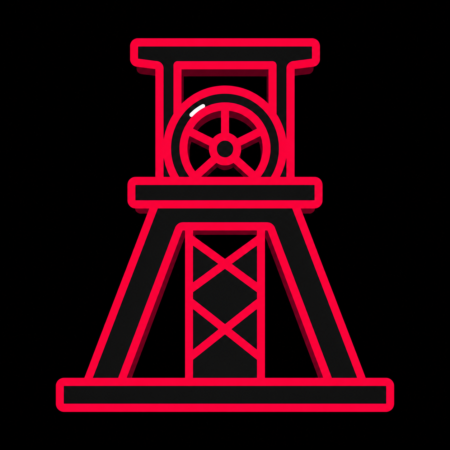 Firmenwebsites in Freiberg – stilisiertes Stadt-Icon mit einem Fördergerüst als Symbol des Silberbergbaus