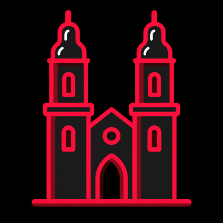 Firmenwebsites in Görlitz – stilisiertes Stadt-Icon mit der Peterskirche und ihrer markanten Doppelturmfassade