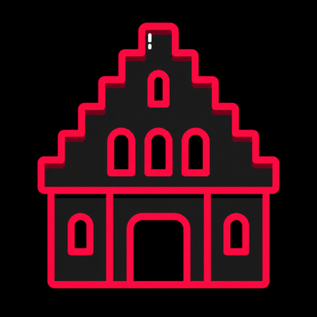 Firmenwebsites in Meppen – stilisiertes Stadt-Icon mit dem historischen Rathaus und markantem Treppengiebel