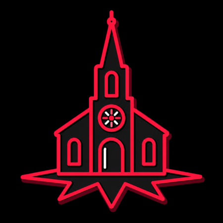 Stadt-Icon für Firmenwebsites in Neustrelitz mit stilisierter Stadtkirche und sternförmigem Stadtgrundriss