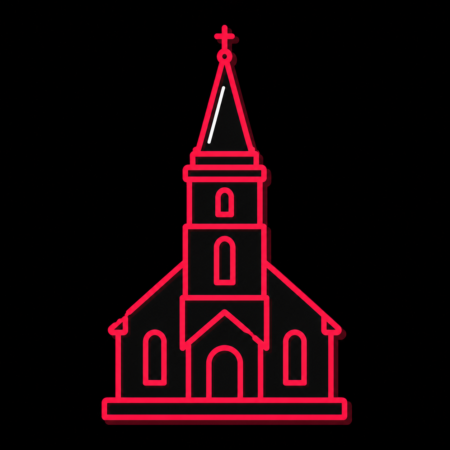 Neon-Stadt-Icon der St.-Ursula-Kirche für Firmenwebsites in Oberursel (Taunus)