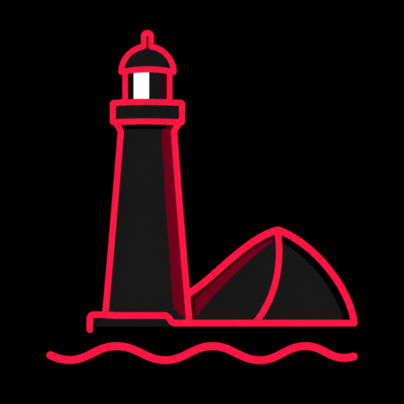 Stadt-Icon für Firmenwebsites in Rostock mit Warnemünder Leuchtturm, Teepott und Wellenmotiv