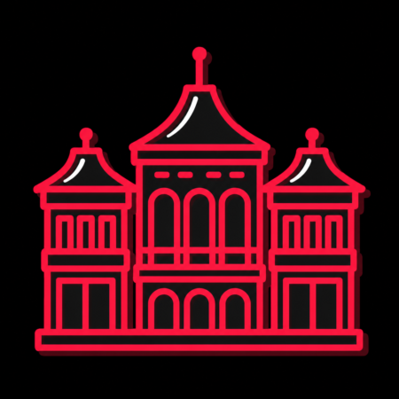 Neon-Stadt-Icon der Opelvillen für Firmenwebsites in Rüsselsheim am Main