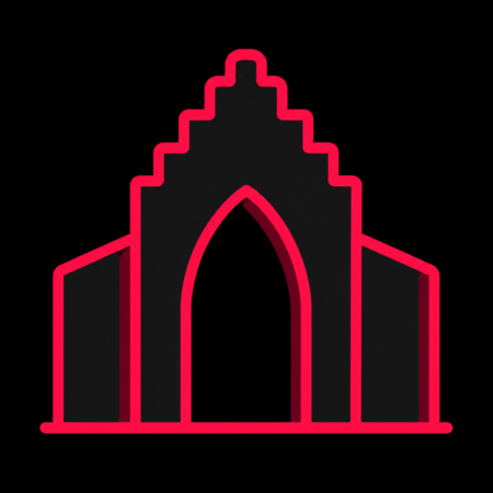 Stadt-Icon für Firmenwebsites in Wismar mit stilisiertem Wassertor und markantem Stufengiebel