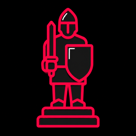 Minimalistisches Roland-Icon mit Schild und Schwert für Firmenwebsites in Bad Bramstedt.