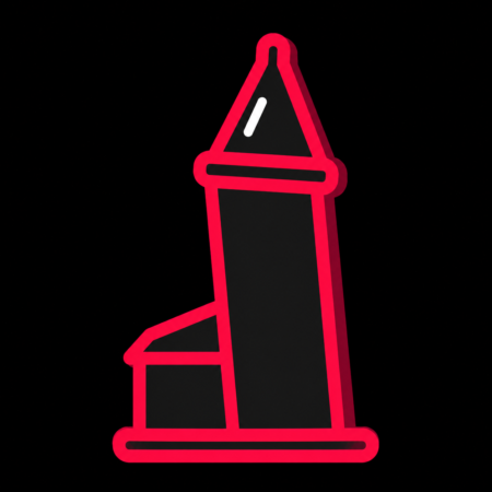Minimalistisches Neon-Icon des Schiefen Turms für Firmenwebsites in Bad Frankenhausen