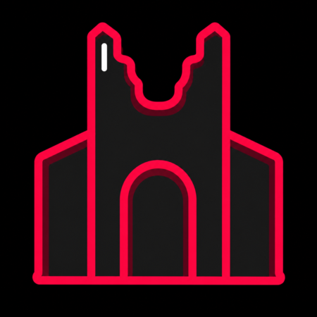 Minimalistisches Neon-Icon der Stiftsruine für Firmenwebsites in Bad Hersfeld