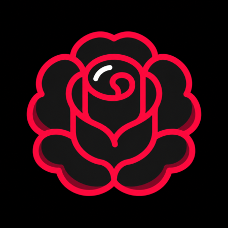 Minimalistisches Neon-Icon einer Rose für Firmenwebsites in Bad Langensalza