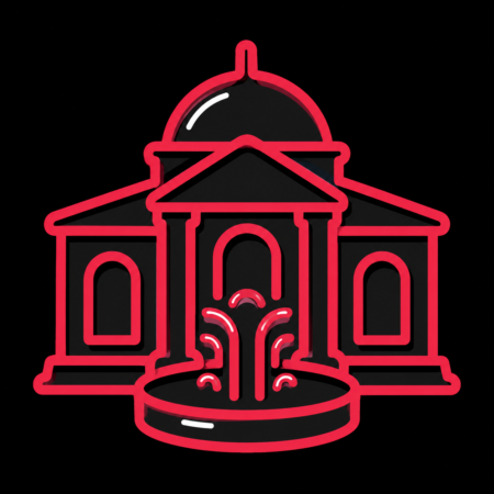 Firmenwebsites in Bad Münder am Deister – minimalistisches Stadt-Icon mit Kurhaus und Heilquellen-Brunnen