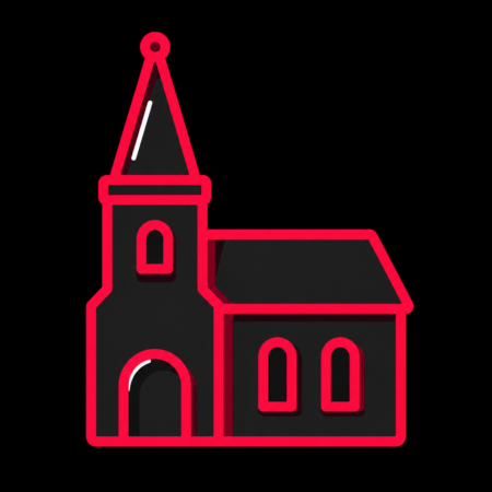 Firmenwebsites in Brüel – Stadt-Icon der Stadtkirche Brüel mit markantem Turm und reduziertem Kirchenschiff