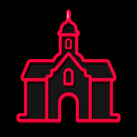 Neon-Stadt-Icon des Historischen Rathauses für Firmenwebsites in Bürstadt