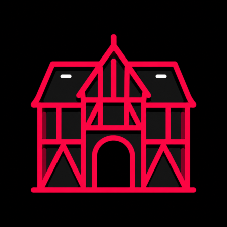 Minimalistisches Neon-Icon des historischen Rathauses für Firmenwebsites in Butzbach