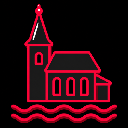 Firmenwebsites in Crivitz – Stadt-Icon der Stadtkirche Crivitz mit markantem Turm und Wasserlinie des Crivitzer Sees