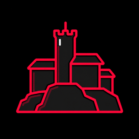 Minimalistisches Neon-Icon der Wartburg für Firmenwebsites in Eisenach