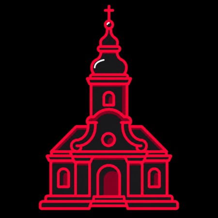 Minimalistisches Neon-Icon der Schlosskirche St. Trinitatis für Firmenwebsites in Eisenberg