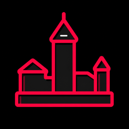 Minimalistisches Neon-Icon von Schloss Eisfeld für Firmenwebsites in Eisfeld