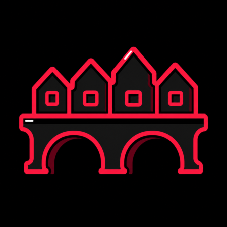 Minimalistisches Neon-Stadt-Icon der Krämerbrücke als Landmarke für Firmenwebsites in Erfurt