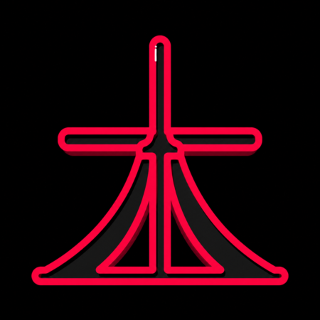 Neon-Stadt-Icon der Fulcrum-Skulptur für Firmenwebsites in Eschborn