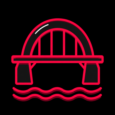 Minimalistisches Icon der Fehmarnsundbrücke über Wasser für Firmenwebsites in Fehmarn.