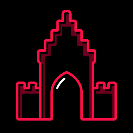 Minimalistisches Nordertor-Icon im Neon-Stil für Firmenwebsites in Flensburg.