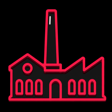 Firmenwebsites in Flöha – minimalistisches Stadt-Icon der Alten Baumwolle mit Industriesilhouette
