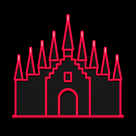 Neon-Stadt-Icon des historischen Rathauses für Firmenwebsites in Frankenberg (Eder)