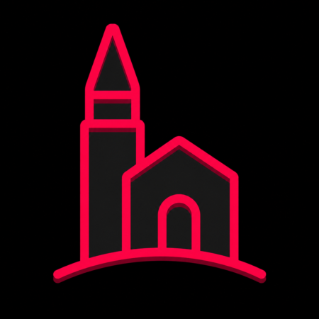 Minimalistisches Icon der St.-Christian-Kirche mit markantem Turm für Firmenwebsites in Garding.