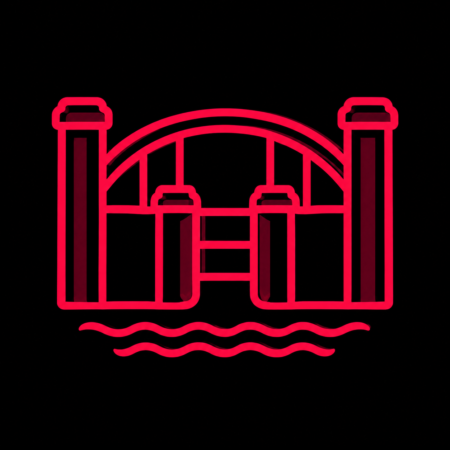 Minimalistisches Icon der Elbbrücke mit Schleuse für Firmenwebsites in Geesthacht.