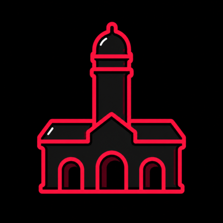Minimalistisches Neon-Icon des Geraer Rathauses für Firmenwebsites in Gera