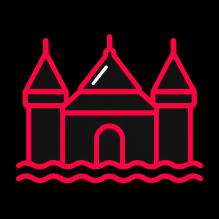 Neon-Stadt-Icon mit Schlossmotiv als Landmarke für Firmenwebsites in Glücksburg