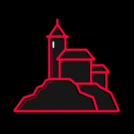 Minimalistisches Neon-Icon des Oberen Schlosses für Firmenwebsites in Greiz