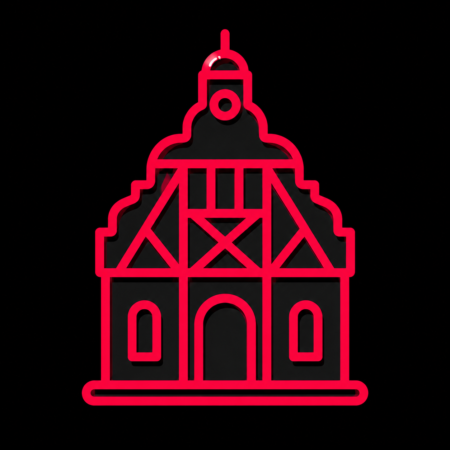 Neon-Stadt-Icon des Renaissance-Rathauses für Firmenwebsites in Groß-Umstadt