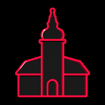 Neon-Stadt-Icon der Evangelischen Stadtkirche für Firmenwebsites in Haiger