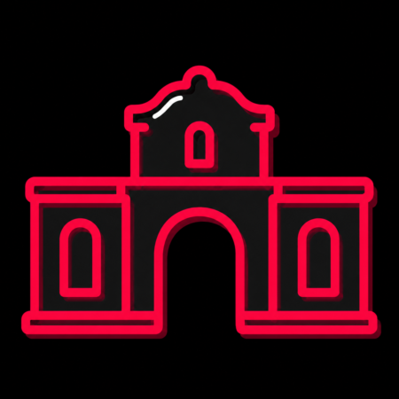 Minimalistisches Neon-Icon des Alten Posthofs für Firmenwebsites in Hattersheim am Main