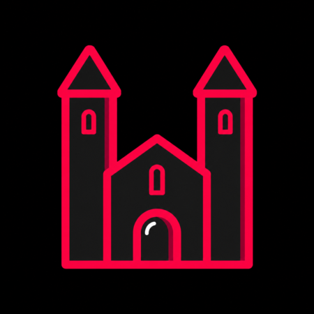 Firmenwebsites in Hecklingen – stilisiertes Stadt-Icon mit der Basilika St. Georg & St. Pancratius als Wahrzeichen.