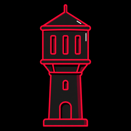Minimalistisches Icon des Heider Wasserturms für Firmenwebsites in Heide.