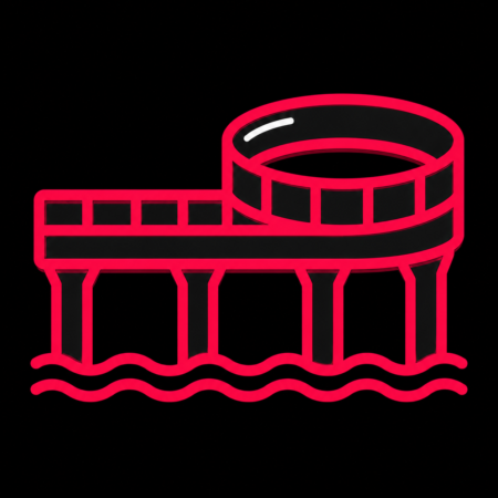 Minimalistisches Icon der Erlebnis-Seebrücke über der Ostsee für Firmenwebsites in Heiligenhafen.