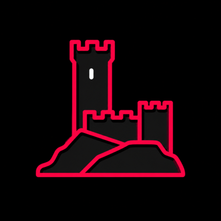 Minimalistisches Neon-Icon der Starkenburg für Firmenwebsites in Heppenheim