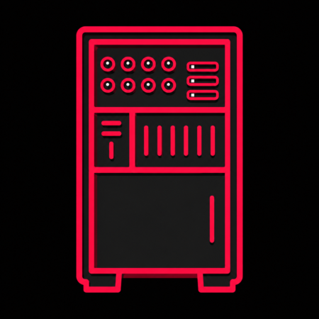 Neon-Stadt-Icon eines Konrad-Zuse-Computers für Firmenwebsites in Hünfeld