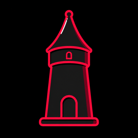 Neon-Stadt-Icon des Idsteiner Hexenturms für Firmenwebsites in Idstein